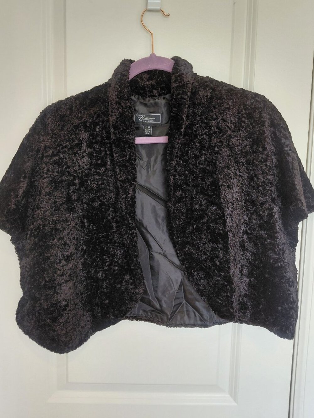 Black Faux Fur Cropped Cardigan